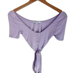 Olivacious Lavender-colored ribbed soft stretch Crop Top Short-sleeve Size Small